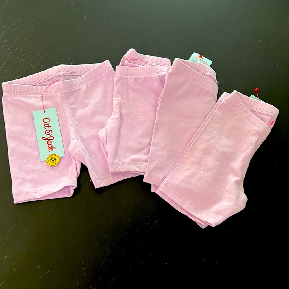Set of 4 toddler girls light purple bike shorts